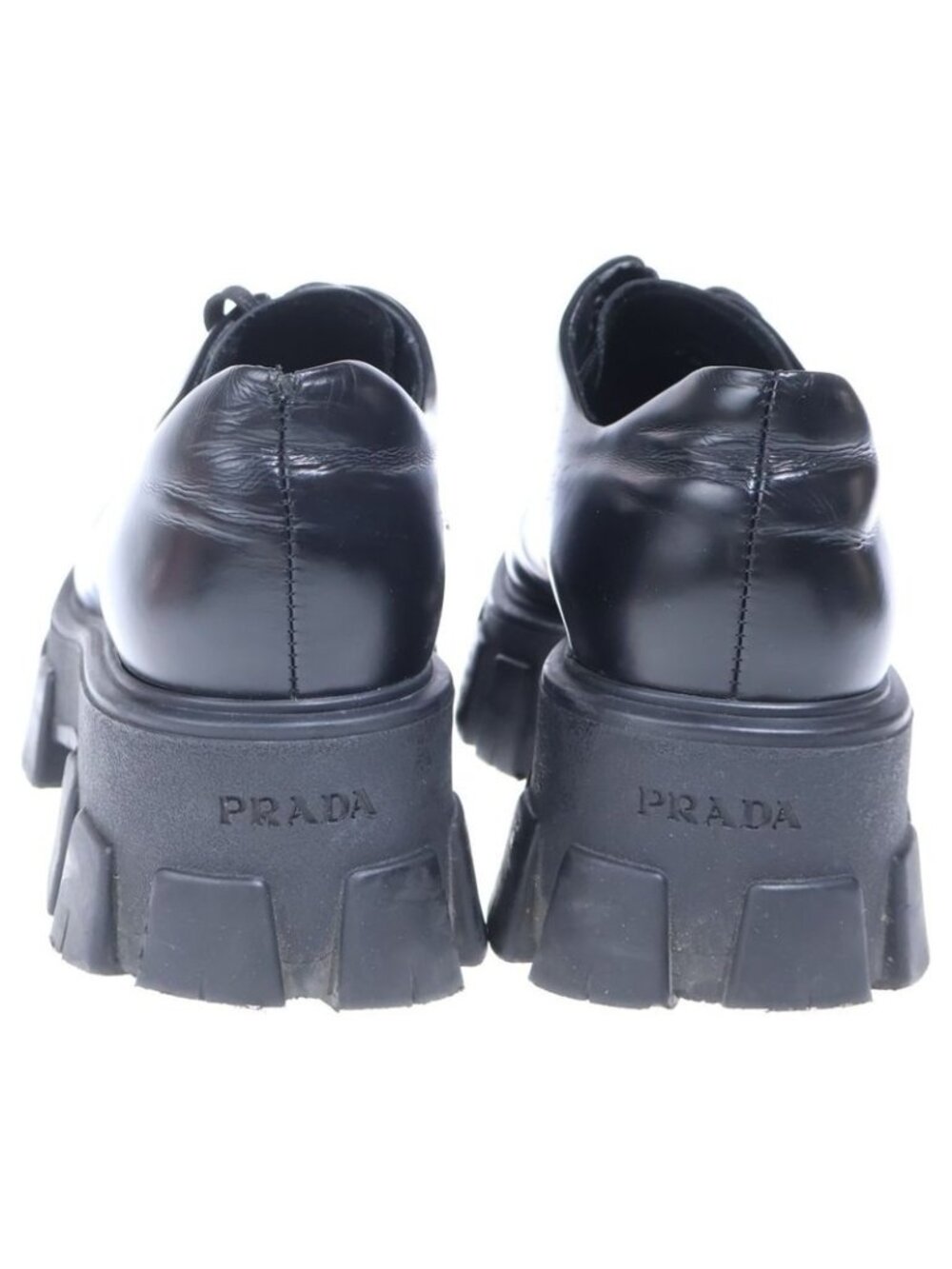 Prada Monolith Brushed Leather Lace Up Shoes Black - Picture 3 of 6